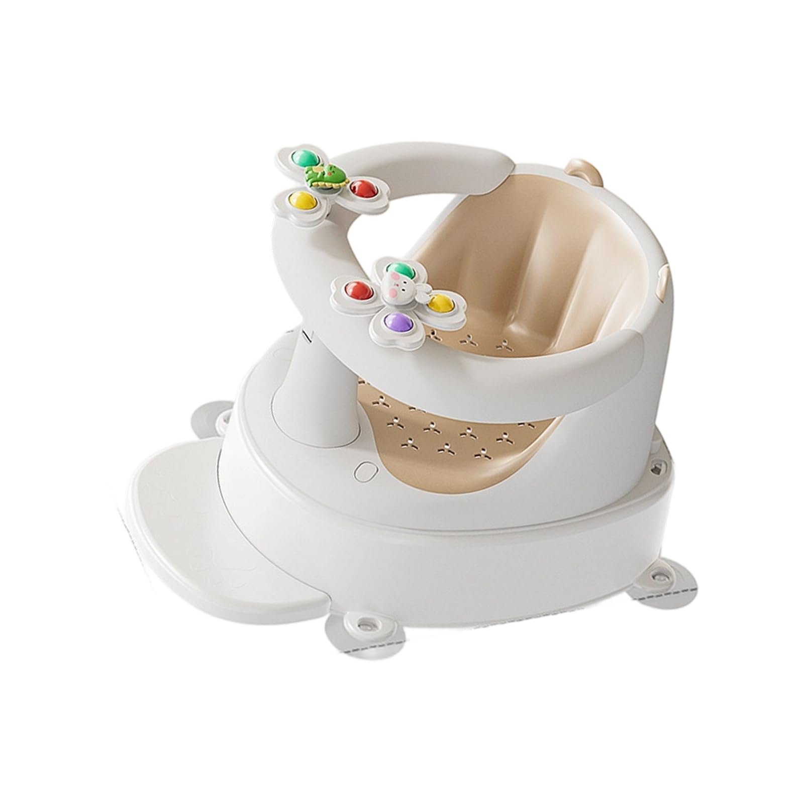Asiento de baño para bebé de plástico para un tiempo de ducha seguro y relajado, soporte ergonómico, ayudante ligero para niños pequeños, silla de baño ligera para niños pequeños