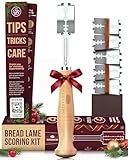 Superbaking Bread Lame - Sourdough Scoring Tool with 5 Extra Blades - Baking Supplies for Home Bakers - Sourdough Razor Scorer - Bread Making Tools - Gift for Bakers - Classic Ergonomic Wooden Handle