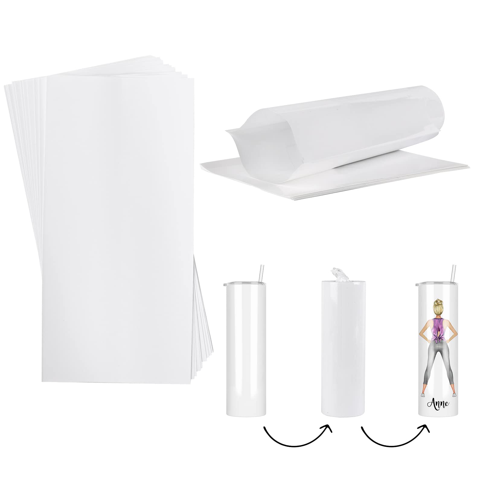 OLONTRIC 6x12 Inch White Sublimation Shrink Wrap Sleeve for 30 OZ Sublimation Skinny Tumbler and Other Sublimation Blanks, Heat Transfer Shrink Wrap