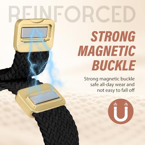 Image of TOYOUTHS Braided Magnetic Band Compatible with Apple Watch Bands 38 /40 /41 /42 /44 /45 /46 /49mm Women Men, Dressy Celtic Metal Stretchy Elastic Strap for iWatch Series 11 10 9 8 7 6 5 4 SE /Ultra 3 2 1