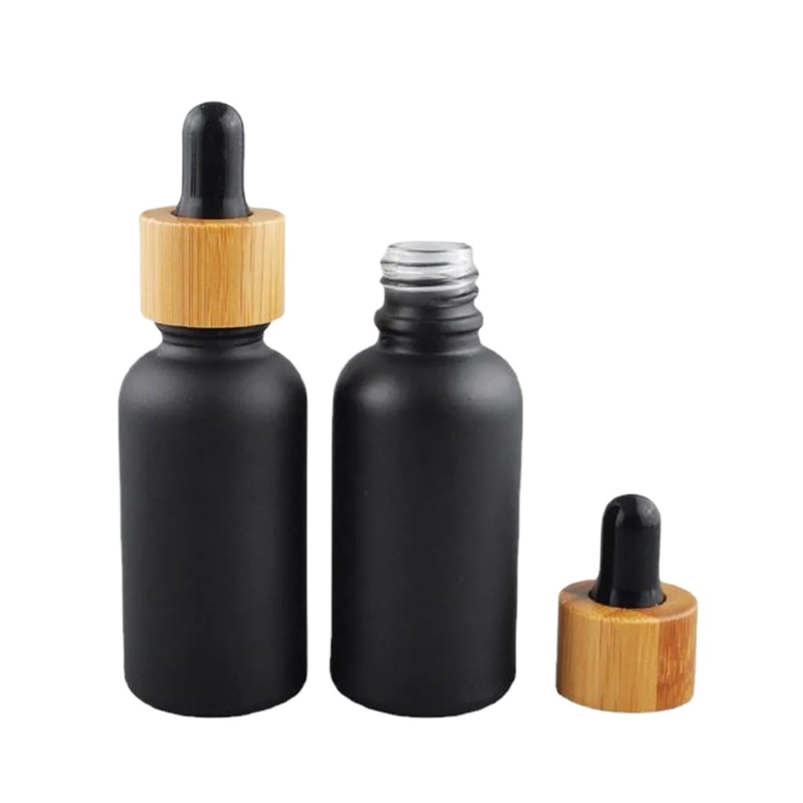 Gotero 10 Uds 5/10/15/20/30/50/100 ML botella cuentagotas esmerilada tapa pipeta botellas de gota vidrio mate grueso rellenable(Frosted Black,100ml)