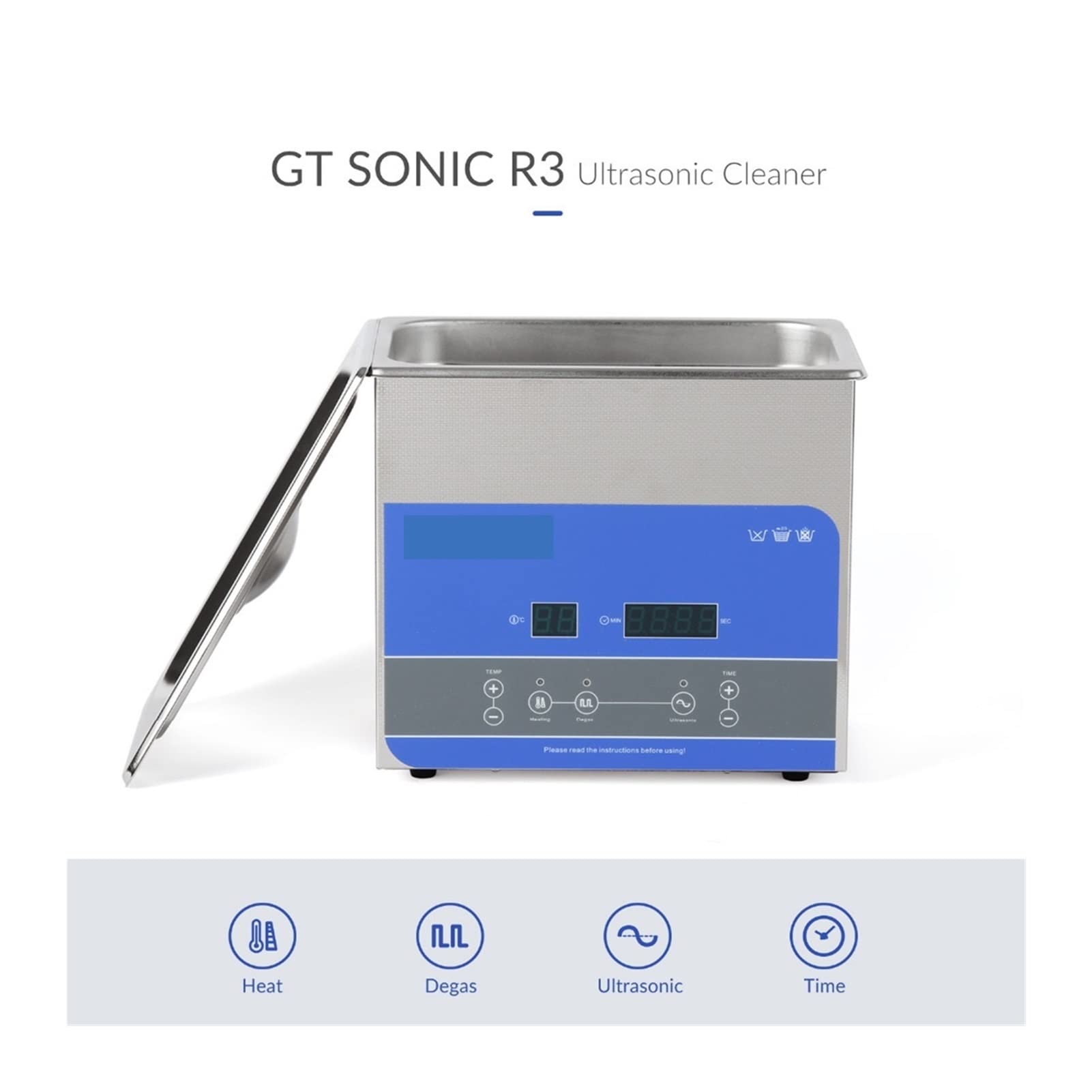 Limpiador ultrasónico Limpiador ultrasónico R3 3L 100W con baño ultrasónico de cesta de desgasificación de calefacción con pantalla digital para uso diario