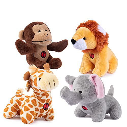 Plush Jungle Animals Toys for Toddlers | 4 Plush Talking Animals | A Plush Stuffed Monkey, A Plush Stuffed Elephant, A Plush Stuffed Lion, & A Plush Stuffed Giraffe | Stuffed Safari Animals