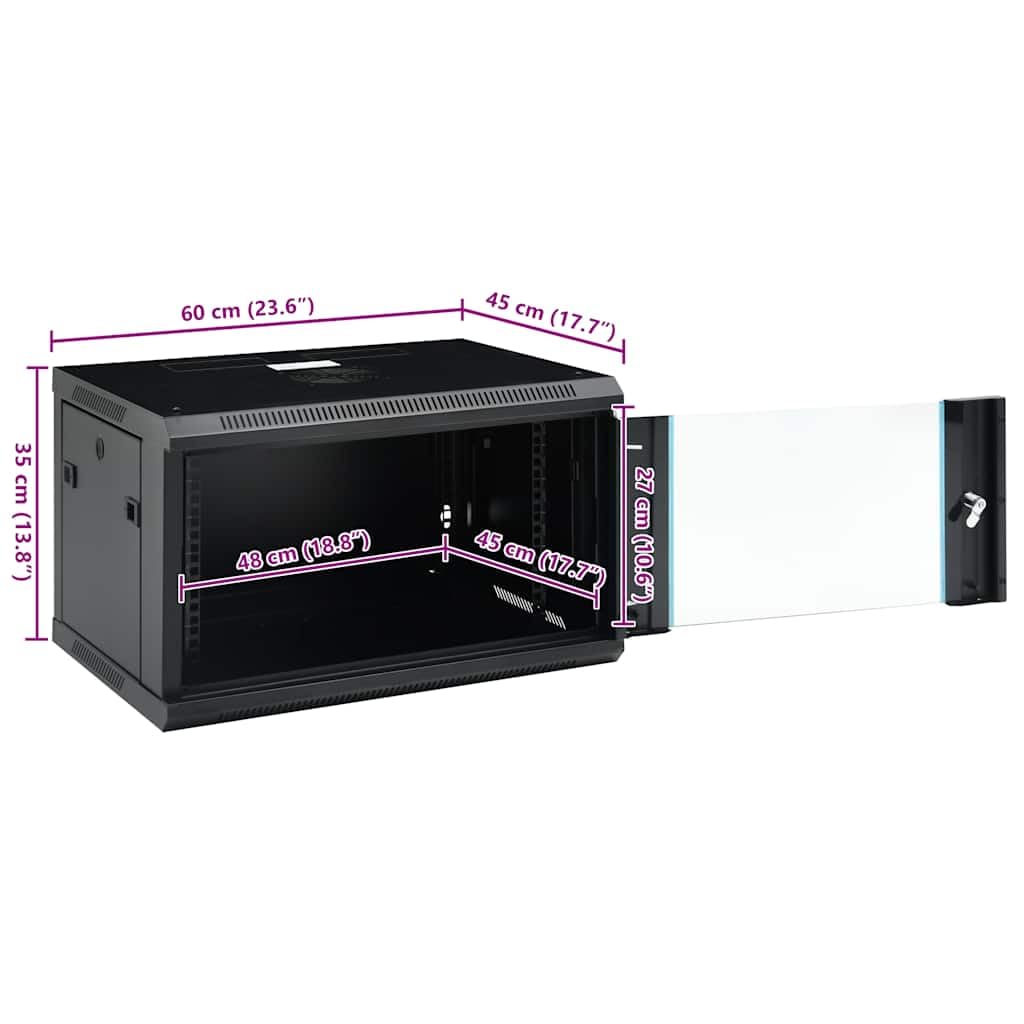 Armadio di rete 6U montaggio a parete 19", IP20, 600 x 450 x 350 mm, per camera da letto, ufficio