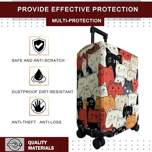 Luggage Cover Washable Suitcase Cover Suitcase Protector Anti-scratch Fits 18-20 Inch Luggage (Cute Cat, S)