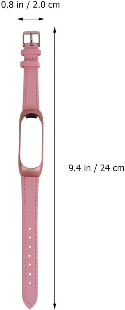Hemobllo Leather Smart Watch Strap Smartband Strap Belt Replacement Wristbands Replacement Band Compatible for Xiaomi 4 (Pink) - Image 3