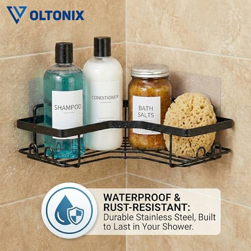 Image of Corner Shelf /Rack for BathroomWithout Drill Wall Metal Self Adhesive Bathroom Shelf /Shelf for Kitchen Corner Rack Wall Mounted Bathroom Fittings /Storage (5-pcs)