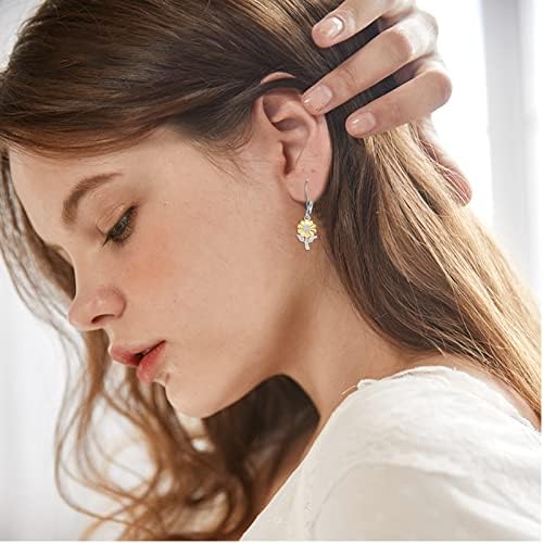 Sunflower Stud Earrings, S925 Sterling Silver Sunflower Earrings You Are My Sunshine Sunflowers Jewellery for Women, Silver
