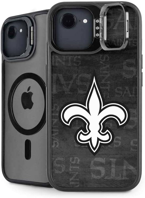 Skinit Kickstand Phone Case Compatible with iPhone 16e - Officially Licensed NFL New Orleans Saints Black Blast Design