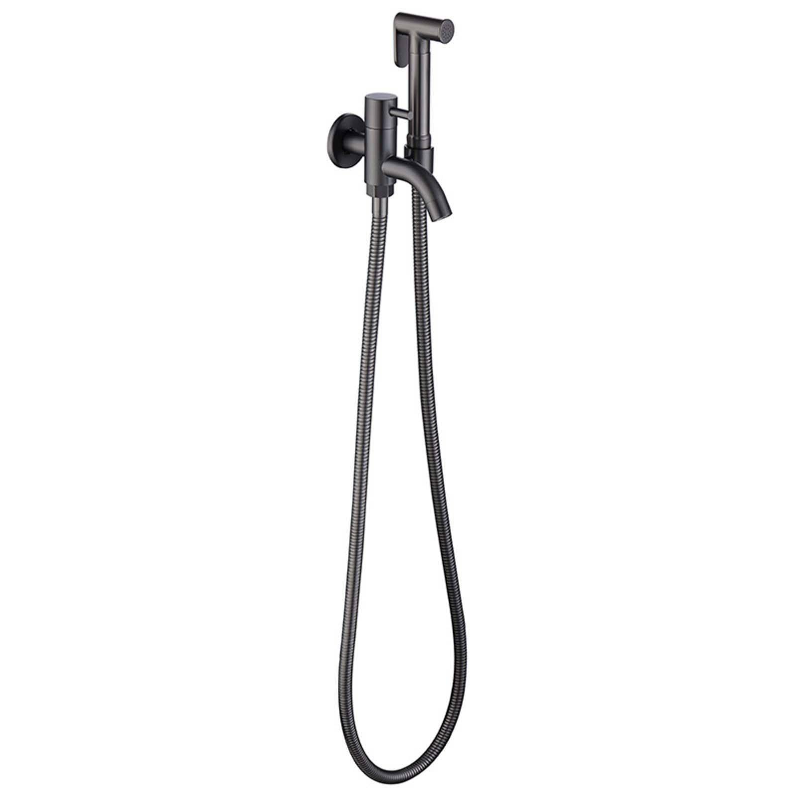 Ducha higiénica para WC con control dual y manguera flexible de acero inoxidable