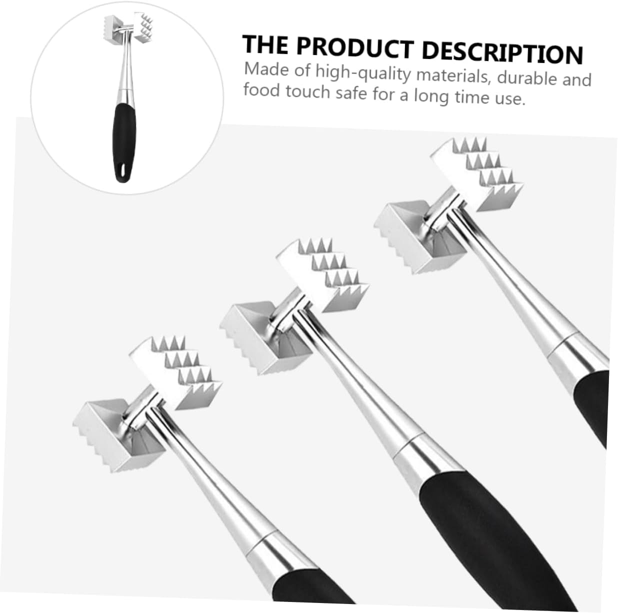 Zerodeko Meat Tenderizer Tool Zinc Alloy Steak Hammer Grilling Accessories Multi-purpose Meat Mallet
