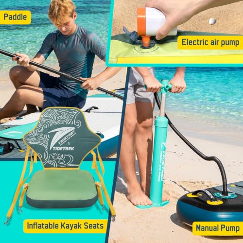 Image of 11'6 inch Inflatable Stand Up Paddle Boards, Premium SUP Accessories, Non-Slip Comfort Deck for Youth & Adults