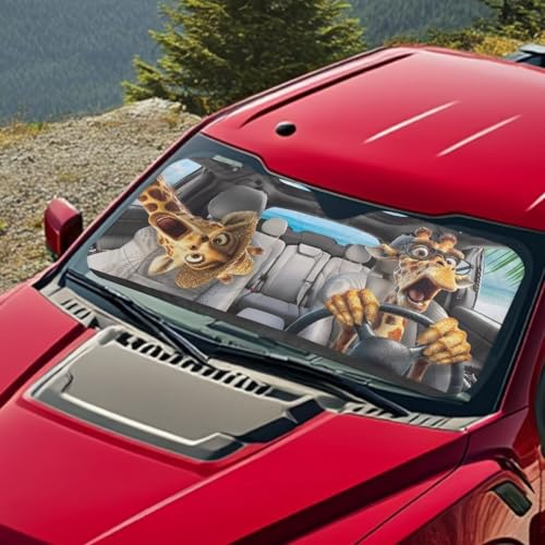 Image of Drive Giraffe Car Interior Accessories Sun Protection Easy to Install Automotive Windshield Sunshades Keep Cool UV Rays Protection for Most Sedan Truck Van