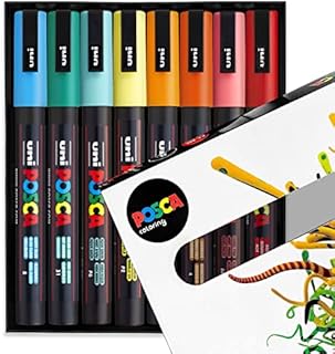 Posca PC-3M Paint Marker Art Pens - 0.9-1.3mm  Summer Tones Set of 8 Pens in Gift Box