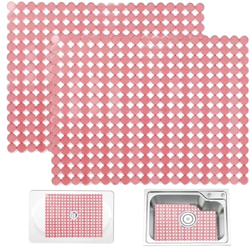 2 Tapete Fregadero Cocina, 30 * 40cm Antideslizante Tapete Tapete Bajo Fregadero, Alfombrilla Protectora de PVC para Fregadero de Cocina, Protector Para Fregadero de Acero Inoxidable/Porcelana