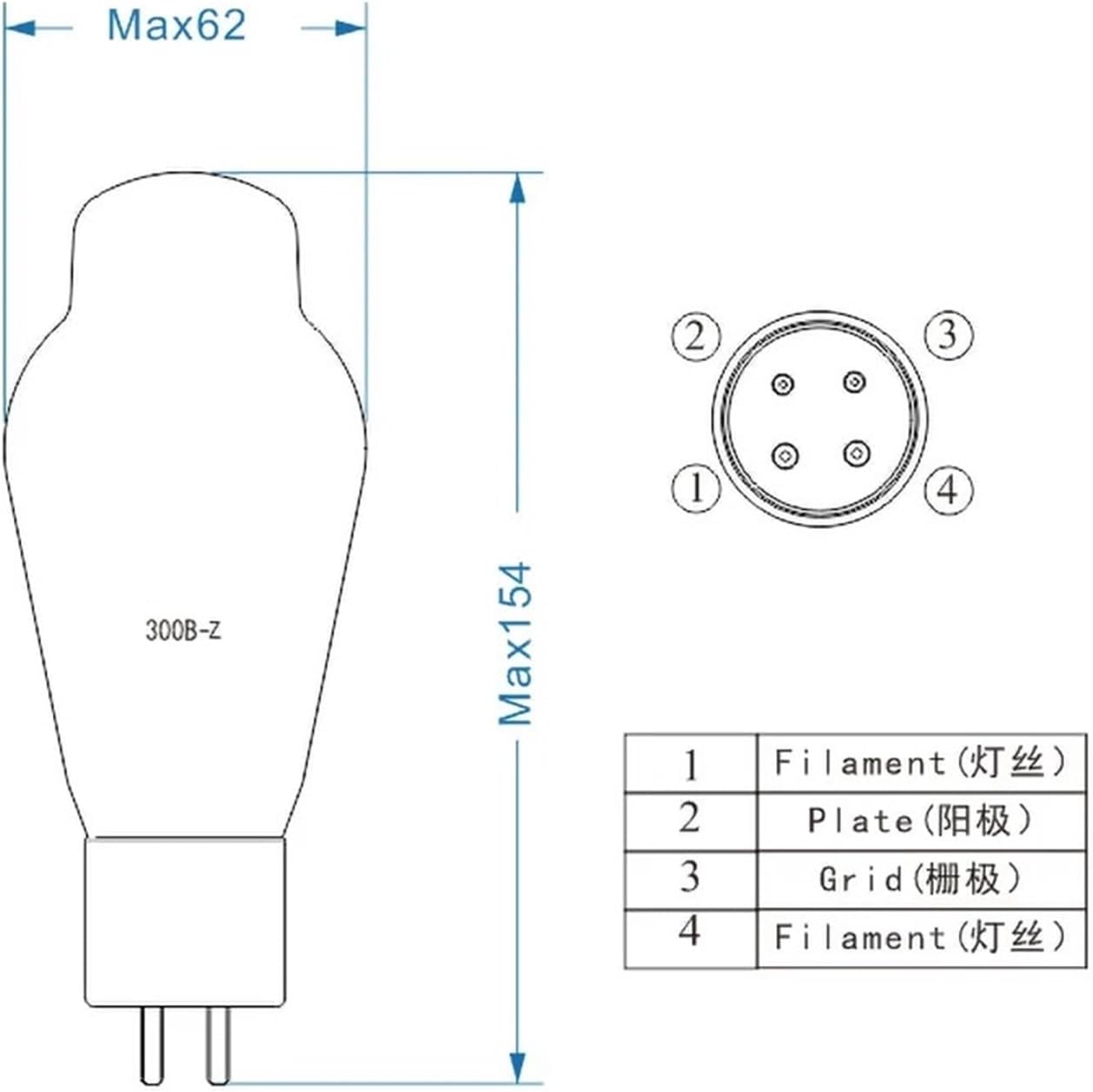 Tube 300B-Z 300BZ Vacuum Tube Upgrade 300B Tube DIY Amplifier kit HiFi Audio Tube Parameter Matching(1 pcs)