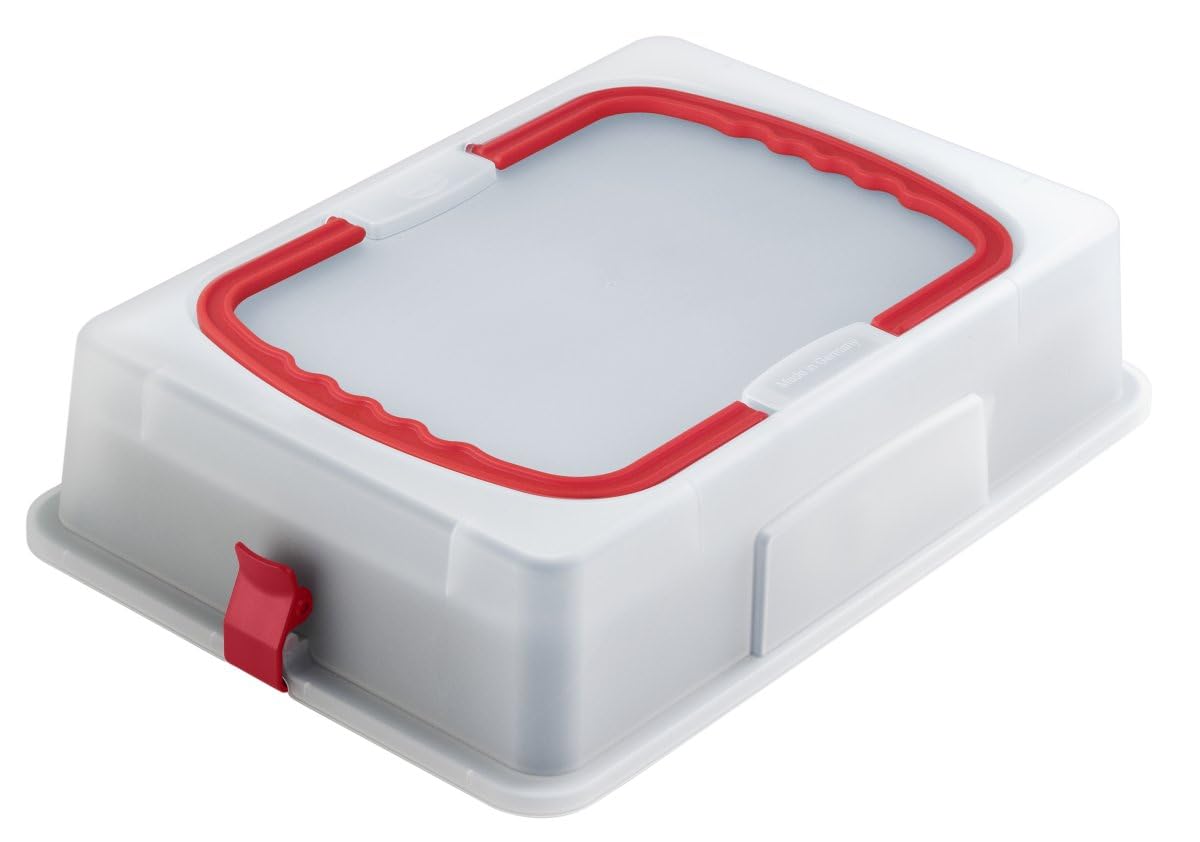 Dr. Oetker Rechteckige Springform mit Emaille-Servierboden & Abdeckhaube, 38 cm, Back-Idee – Antihaft-Beschichtung, schnitt- & kratzfester Boden, hitzebeständig bis 230°C, auslaufsicher
