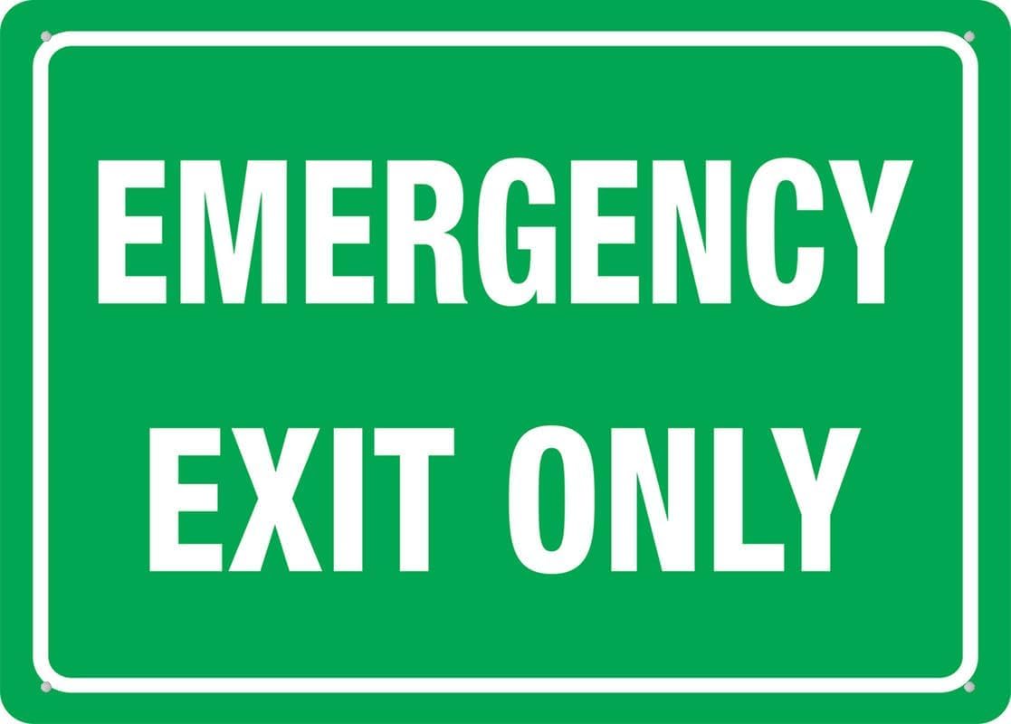 Emergency Exit Only Rust Free Aluminum Tin Sign - Warning Decor with Pre-Drilled Holes for Indoor-Outdoor Home Yard, Office Hallway - 8x12 Inch​