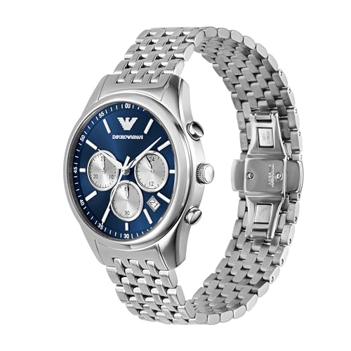 Image of Emporio Armani Stainless Steel Analog Blue Dial Men's Watch-Ar11582, Band Color:Silver