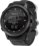 Clasp type : Dornschließe findtime Uhren Herren mit Kompass Barometer Höhenmesser Schrittzähler Timer Dualzeit Weltzeit Stoppuhr Taktische Militär Digitale Sportuhren Arbeitsuhr mit Nylonband, Schwarrz, MYLLNOEGAP46