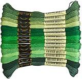 Premium Rainbow Color Embroidery Floss - Cross Stitch Threads - Friendship Bracelets Floss - Crafts Floss - 14 Skeins Per Pack Embroidery Floss, Pistachio Green Gradient