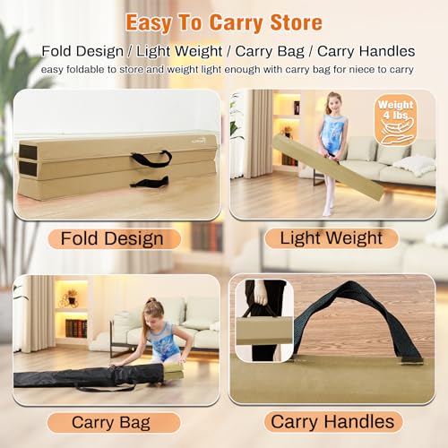 Image of Marfula 6 FT / 8 FT / 9 FT Folding Gymnastics Beam Foam Balance Floor Beam