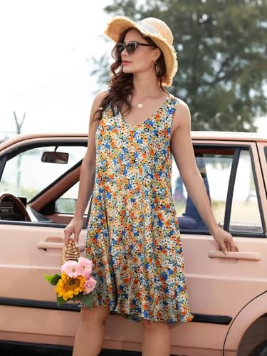 Image of BELAROI Summer Dresses for Women Beach Tshirt Sundress V Neck Casual Swing Tank Dress Swimsuit Cover Ups Pockets