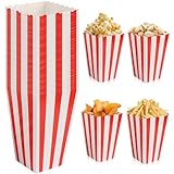 Lot de 100 sachets à pop-corn : boîtes à pop-corn, sacs en carton réutilisables, sacs en papier de fête, petits sacs à pop-corn, boîte à goûter pour soirée cinéma, fête d'anniversaire, Noël (rouge)
