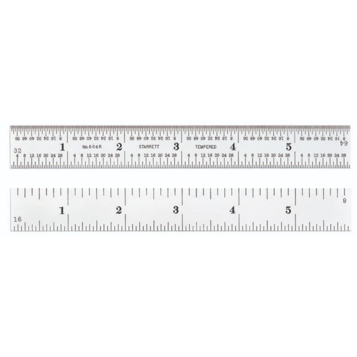 Starrett 604R6 Spring Tempered Steel Rule With Inch Graduations, 4R