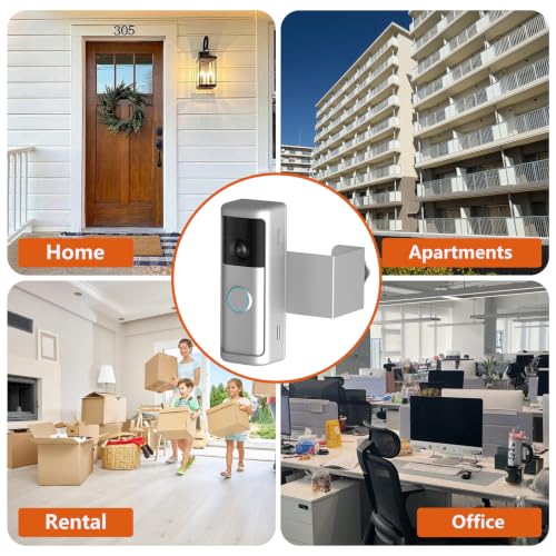 Image of Yaluyo No-Drill Doorbell Mount with Rain Cover, Anti-Theft Door Kits Compatible with Battery Doorbell /Plus /Pro(2026 Model),Quick Install Doorbell Camera Holder for Apartment, Silver