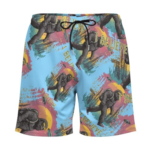 Believe Bigfoot Sasquatch Mens Swim Trunks with Quick-Drying Lining Beach Shorts for Outdoor Sports3