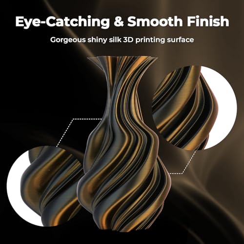 Image of AMOLEN Silk PLA 3D Printer Filament, Dual Color Black Gold PLA 1.75mm, Shiny Color Change Filament 3D Printing PLA Filament for Most FDM 3D Printer, 1kg Spool(2.2lbs)