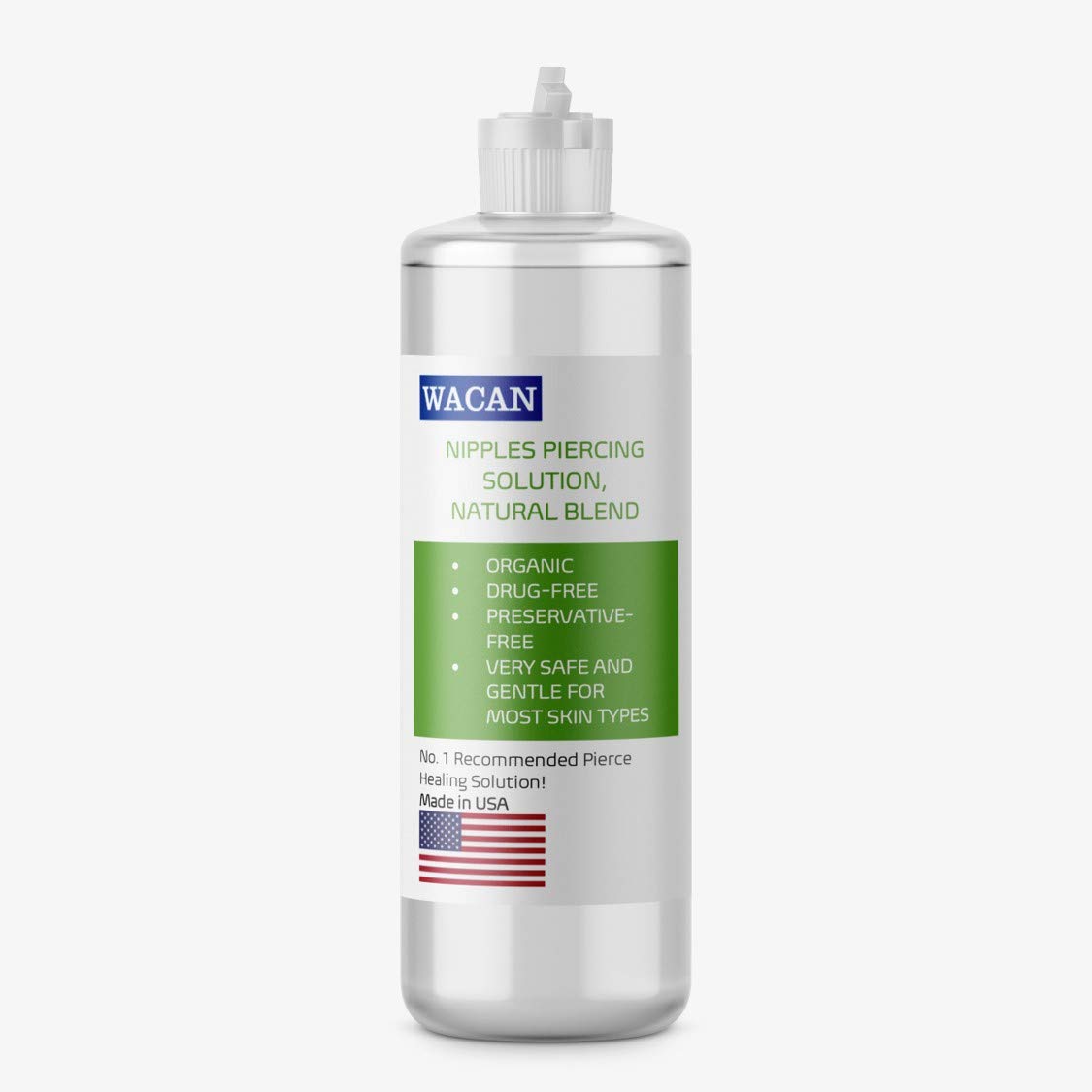 WACAN Fast-Healing Nipple Saline Solution for Piercings Organic Drug-Free Preservative-Free, Natural Sea Salts & Clove, Vitamins Piercing Aftercare Piercing Solution (8 Ounce (Pack of 1))