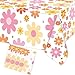 Augisteen Groovy Daisy Tablecloth Plastic Boho Flowers Table Covers Retro Hippies Flower Disposable Rectangle Tablecloths for 70s Boho Birthday Baby Shower Wedding Party 54 x 108 Inch, 4 PCS