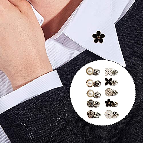 Shirt Button Pins, 24 PCS Rhinestone Pearl Buttons for Cuffs, Collar, Clothing Decoration - Image 4