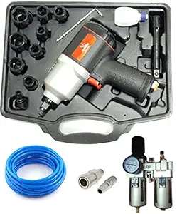 Painter Spray Gun (LABEL) Combo of Elephant 1/2-Inches Impact Wrench IW 02 cm, PU Pipe, 2 Set Connector and 1/2-inch FRL - Fixed Square end (Multicolour)