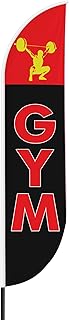Gym Sign feather flag for Outdoor by Mavis Printing | 11.5 FEET Long Polyester Outdoor Banner Flag for Easy Hang | HD Print Swooper I Flag Only to Advertise Gym| Made in USA I Flag Only