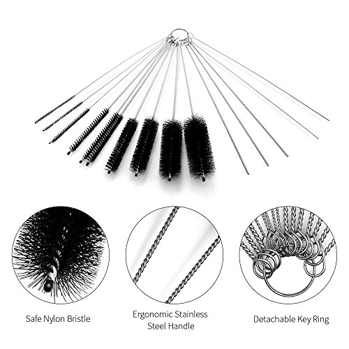 Danzix Nylon Tube Brush Cleaner, 2 Sets Of Pipe Cleaning Brush Kit Total 30 Pcs With Free Pouch For Drinking Straws Glasses Keyboards Jewelry - 20 Brushes+10 Needles #TOP3