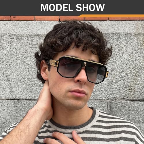 Image of Retro Polarized Pilot Sunglasses Men Women Vintage Square Metal Designer Style 80s Shades Eyewear