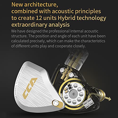 Image of CCA C12 in Ear Monitor Headphones 5BA 1DD Hybrid HiFi IEM Earphones Noise Isolating Stereo Wired Earbuds for Musicians Audiophile Singers DJ