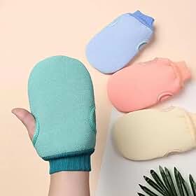 1 peça de luvas esfoliantes de limpeza, luvas de pele morta para chuveiro, escova de corpo, toalha, spa, espuma para massagem, corpo (rosa)
