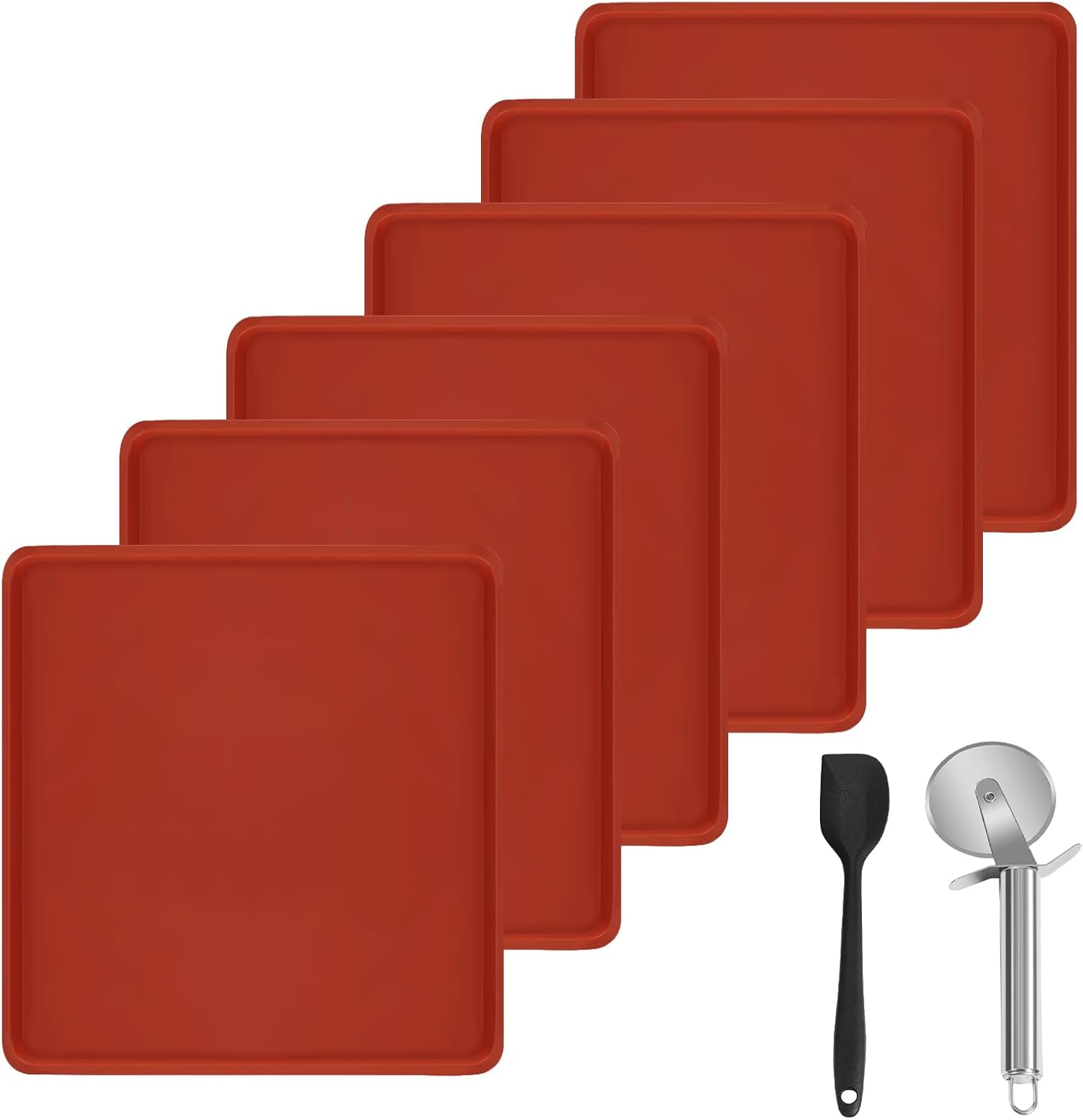 8PCS Silicone Dehydrator Trays for Fruit Leather 12 x 10 Inch Non-stick Dehydrator Mats with Edge for Fruit Vegetables Meat Herbs Liquid Crackers with Silicone Scraper and Cutter Wheel