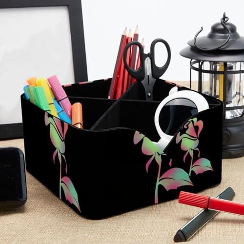Porte-stylo double compartiment rose fluo pour optimiser le rangement - 8