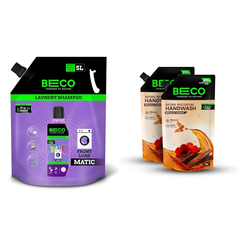 Beco Natural Liquid Detergent Front Load - 5L Refill Pack | Tough Stain Removal | Lavender & Vanilla Freshness | Retains Brightness & Shine | Chemical Free | Front Load Washing Machine Liquid-image-23