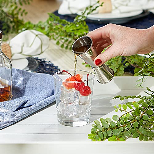 Rsvp International Endurance® Stainless Steel Double Shot Jigger, 4.5" | Vintage Look For Bars & Kitchens | 1 Ounce & 2 Ounce Measurements For The Perfect Cocktail | Dishwasher Safe #TOP4