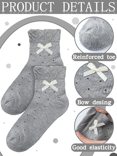 Image of Fourluoo 12 Pairs Women Lace Ruffle Frilly Ankle Socks Cute Breathable Princess Crew Socks