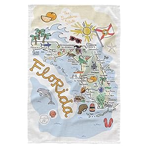 Fish Kiss® 16"x24" Florida Map Dish Towel is of 100% Microfiber Waffle Weave Making it Super Absorbent, Soft & Machine Washable - Map Kitchen Towel,Map Dish Cloth is Multi Purpose Fish Kiss 16×24 Florida Map Dish Towel is of 100 Microfiber Waffle Weave Making it Super Absorbent Soft Machine Washable Map Kitchen TowelMap Dish Cloth is Multi Purpose
