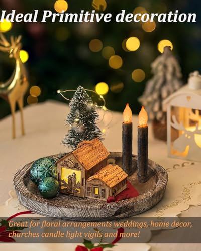 Aulaygo Taper Primitive Candles With Timer Remote Control 6Pcs Real Wax Hand Dipped Battery Operated Pillar Flameless Candles For Christmas Halloween Home Decor Church thumb #5