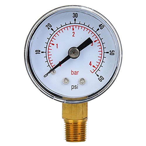 Mechanical Pressure Gauge, 1/8 inch BSPT Pressure Gauge for Air Oil and Water(0-60psi,0-4bar)
