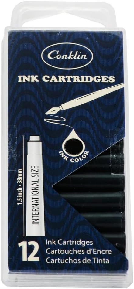 Ink Cartridges Black - 12 pc Box | Smooth Writing Fountain Pen Ink Cartridges | Premium Quality for Professional and Everyday Use
